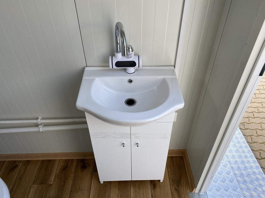 Recipiente sanitário duplo com tanque de resíduos branco